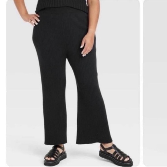 Ava & Viv Women’s plus-size Black Ribbed Wide Leg Knit Pants❤️❤️2X/3X - Picture 2 of 4
